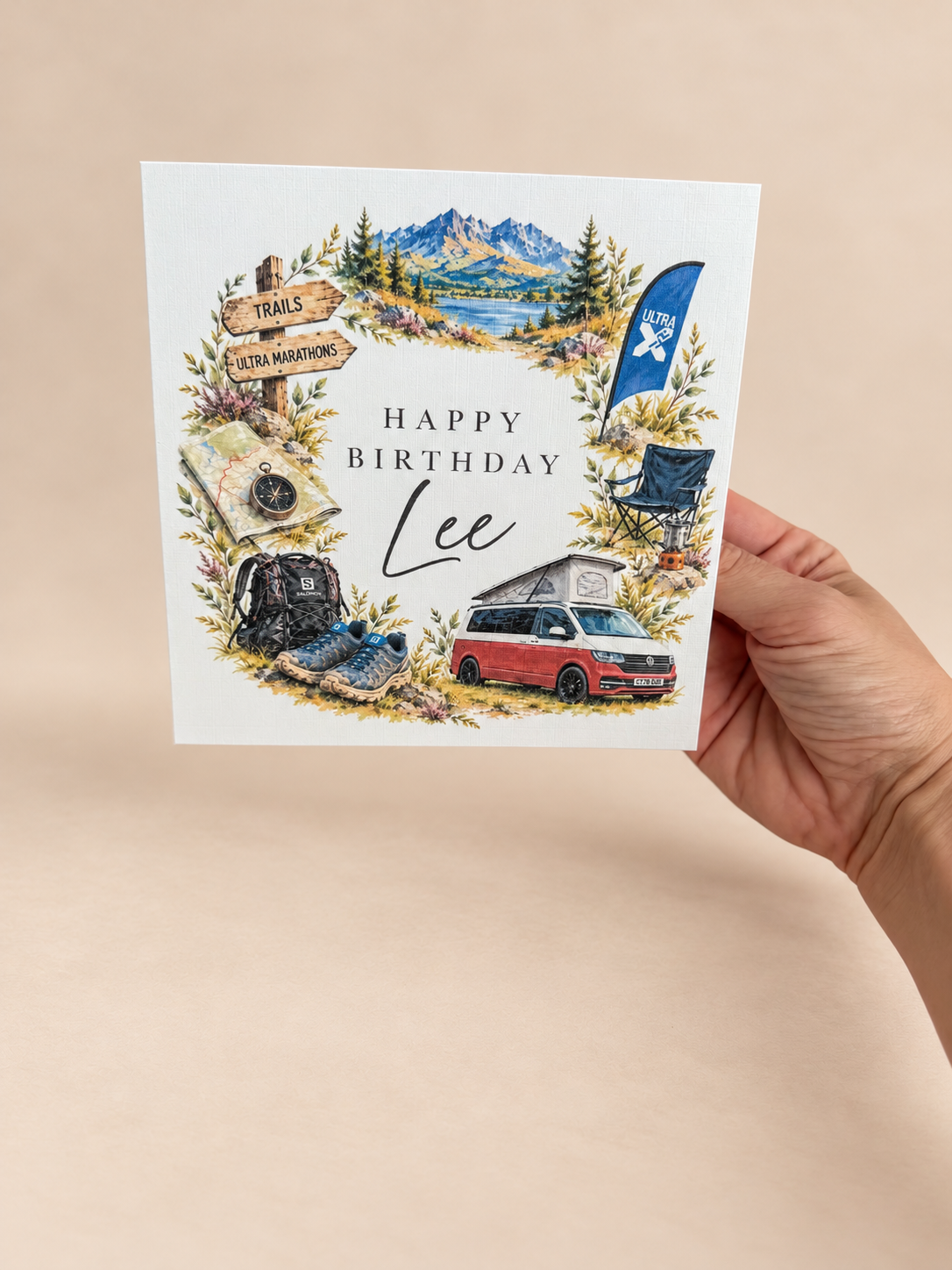 Personalised Adventure Birthday Card | Hiking & Running