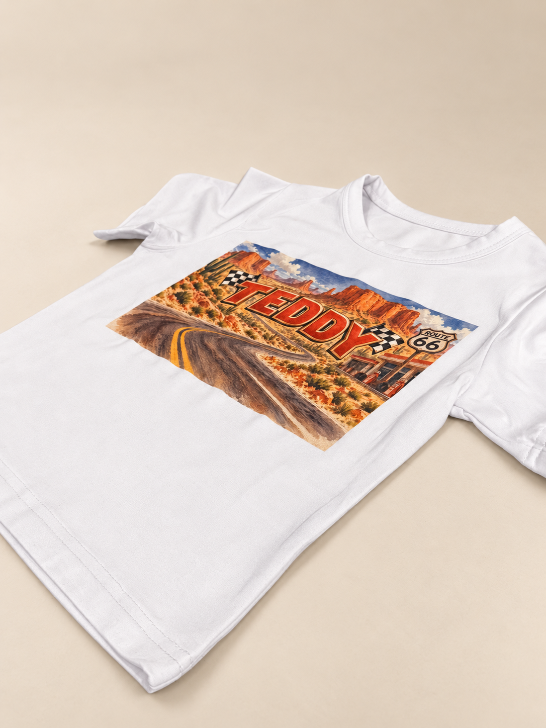 Personalised Route 66 Kids T-Shirt | Racing Name Tee