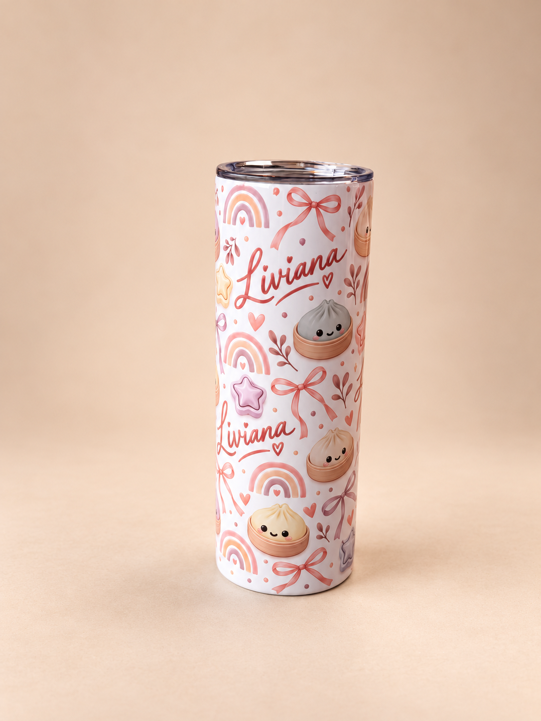 Personalised Dumpling Tumbler | Kawaii Dim Sum Cup with Name