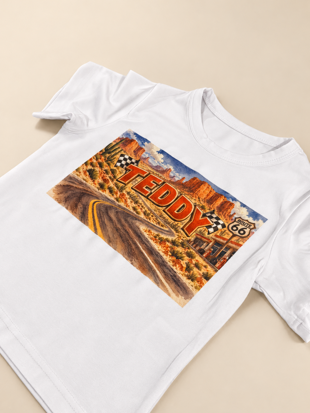 Personalised Route 66 Kids T-Shirt | Racing Name Tee