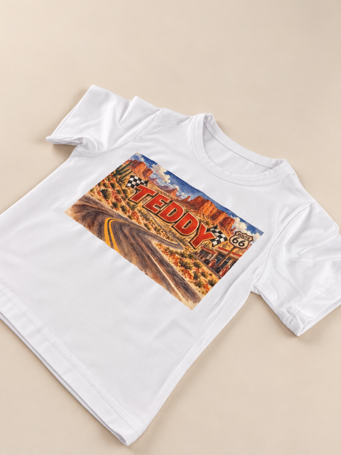 Personalised Route 66 Kids T-Shirt | Racing Name Tee