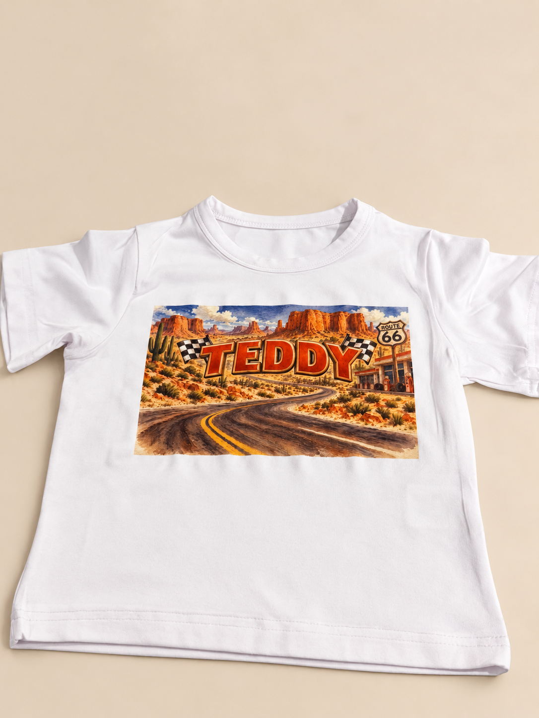 Personalised Route 66 Kids T-Shirt | Racing Name Tee