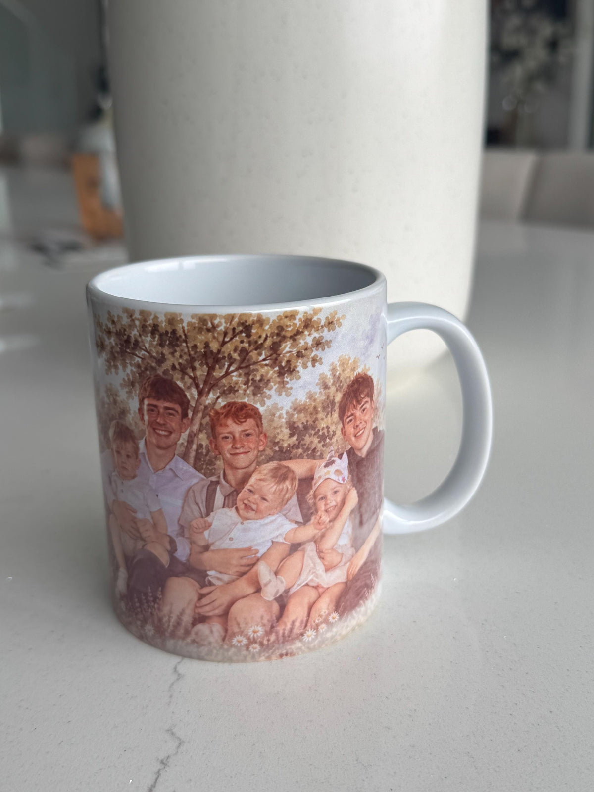 Personalised Watercolour Family Mug | Grandchildren, Dogs & Caravan Gift for Grandparents