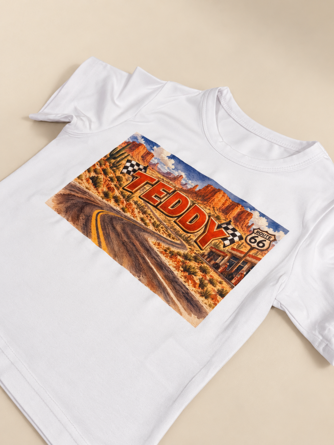 Personalised Route 66 Kids T-Shirt | Racing Name Tee