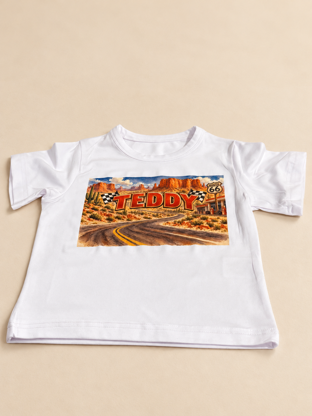 Personalised Route 66 Kids T-Shirt | Racing Name Tee