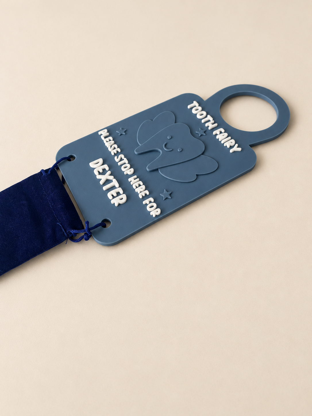 Personalised Tooth Fairy Door Hanger with Blue Pouch | Child's Name Lost Tooth Keepsake