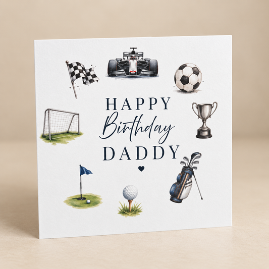 Personalised Sports Birthday Card | Football, F1 & Golf Card for Dad