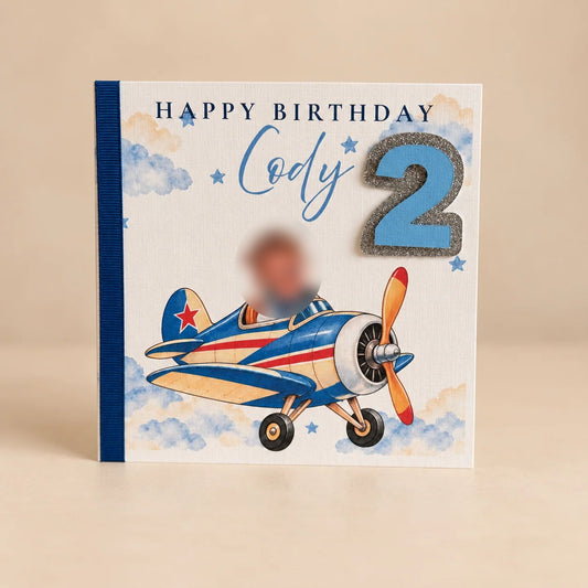 Personalised vintage aeroplane birthday card