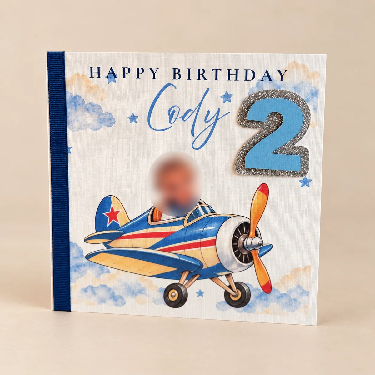 Personalised vintage aeroplane birthday card