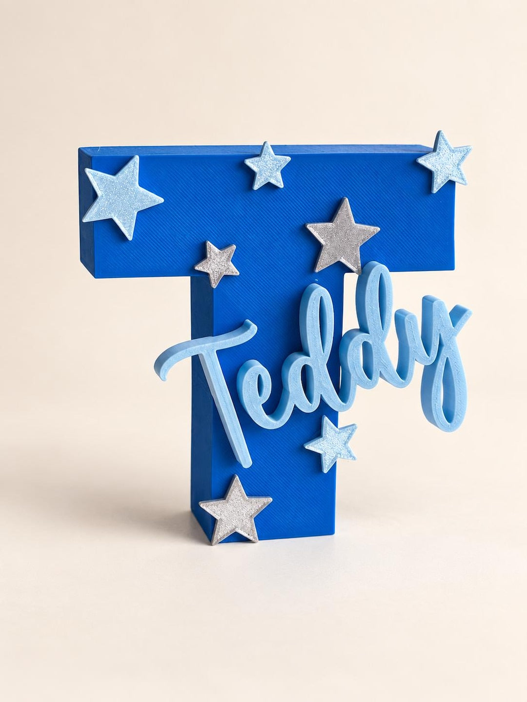 Personalised freestanding name sign with stars