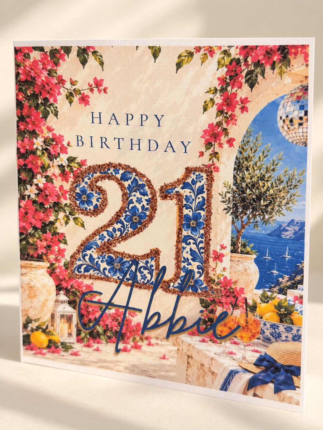 Personalised Greek island birthday card