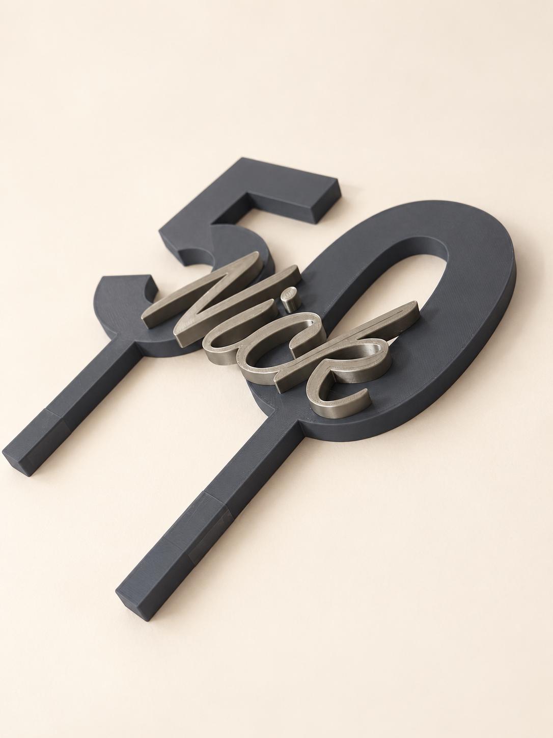 Personalised 3D printed milestone cake topper