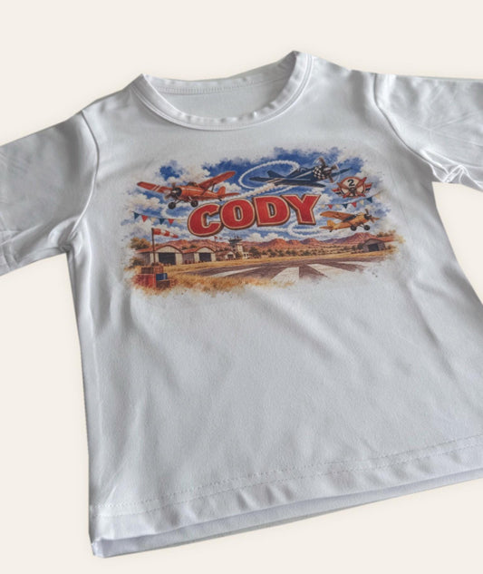 Personalised Aeroplane Kids T-Shirt | Vintage Plane Name Tee