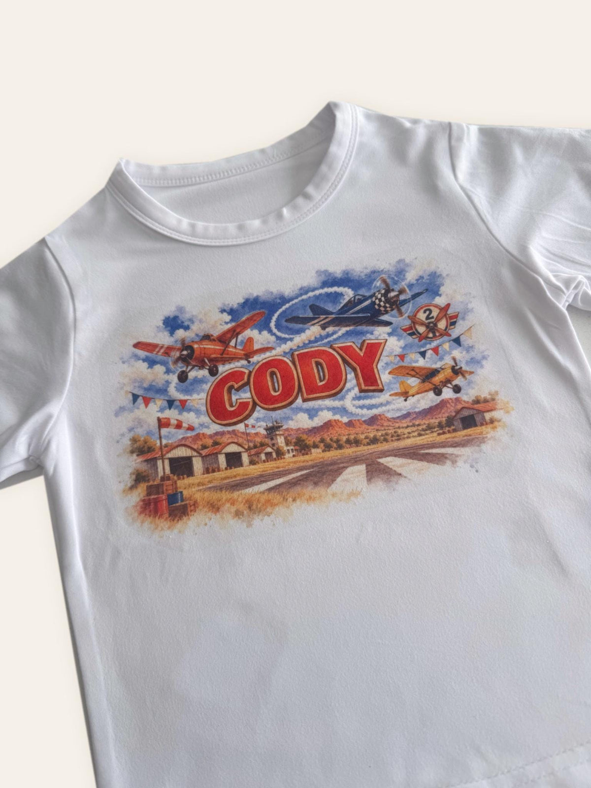 Personalised aeroplane kids t-shirt