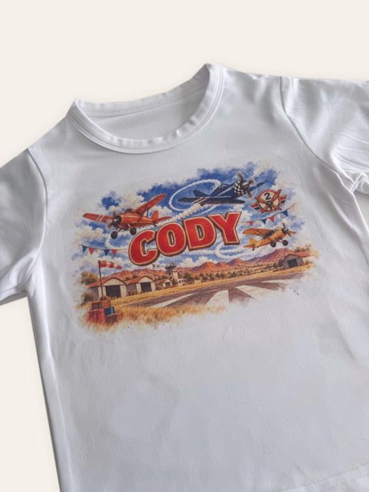 Personalised aeroplane kids t-shirt