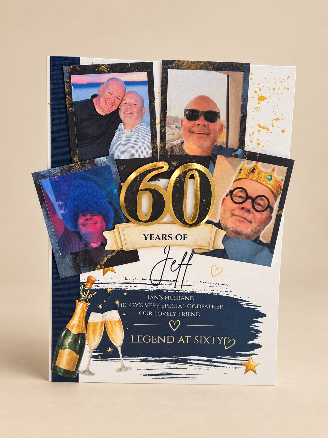 60th birthday photo collage keepsake card