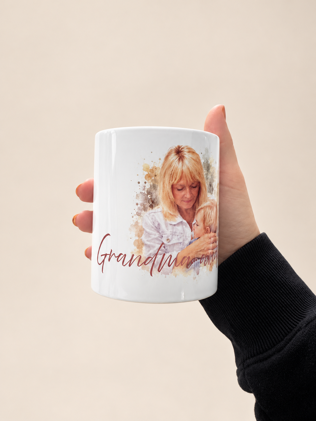 Photo mug held in hand