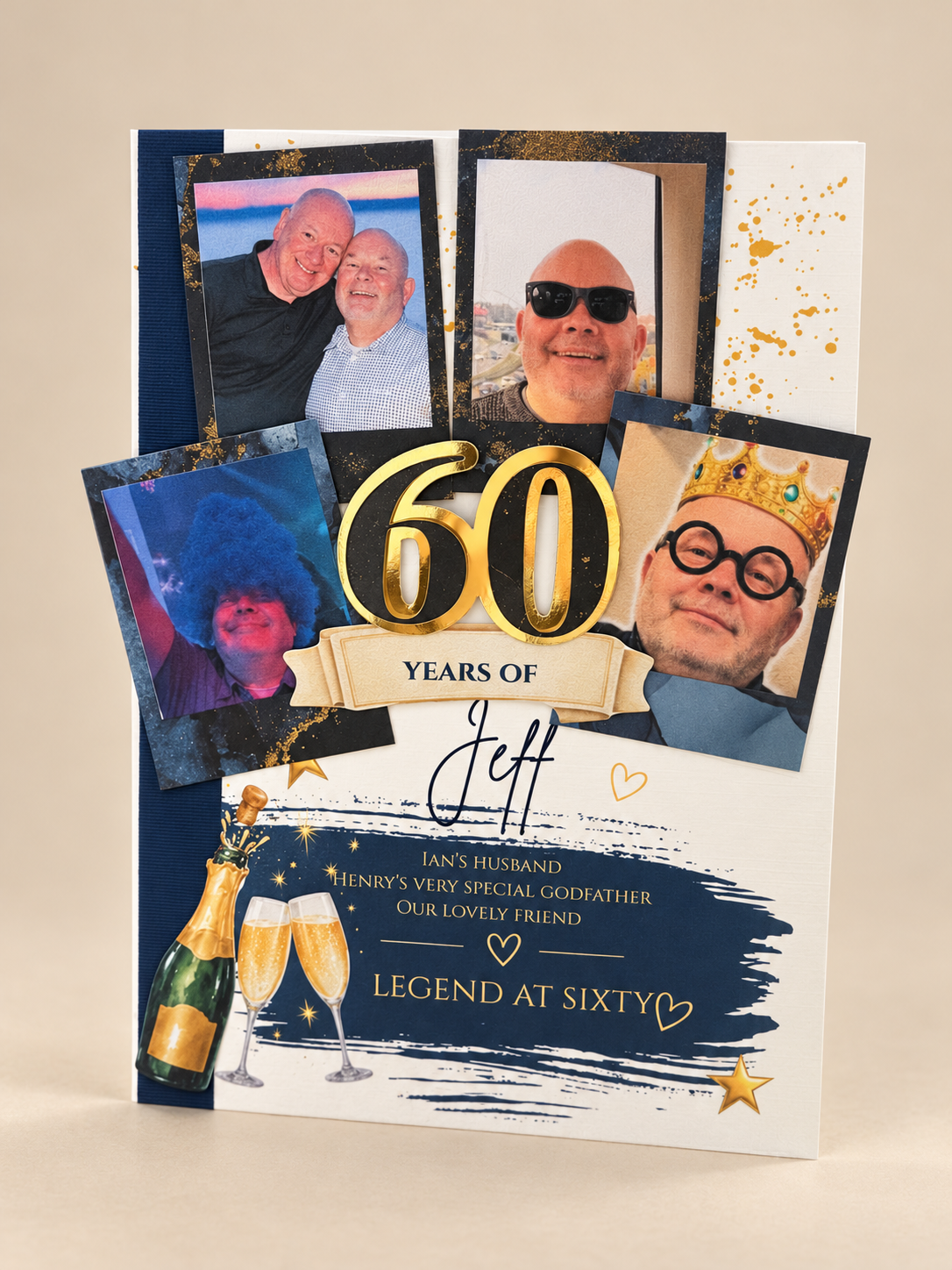 Milestone birthday card with gold mirror age